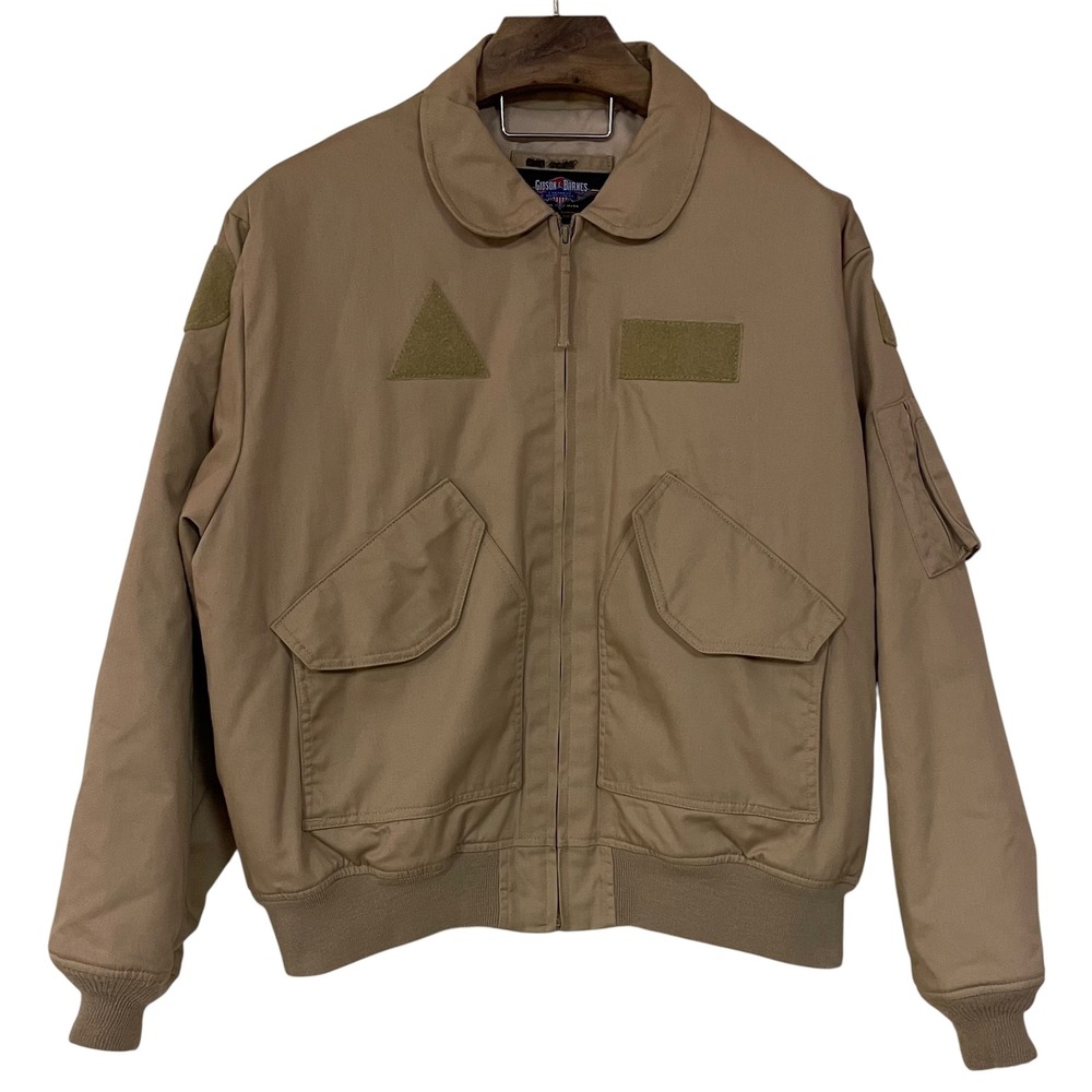 Vtg Gibson & Barnes Men XL Tan Thinsulate Insulated Flight Bomber Jacket Utility